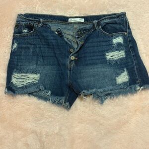 KanCan Distressed Jean Shorts - Dark Blue